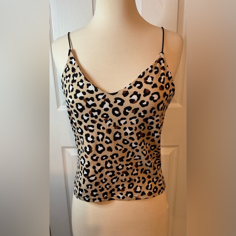 Gaze‎ Animal Print Crop Cropped Tank Cami Large